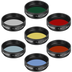 ALBERTATECH 1.25 Inches Telescope Moon Filter, Cpl Filter, 5 Color Filters Set(Red, Orange, Yellow, Green, Blue), Eyepieces
