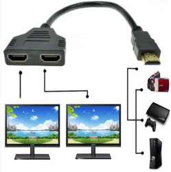 ALBERTATECH HDMI Cable - HDMI Splitter 1 In 2 Out/hdmi Splitter Adapter Cable HDMI Male to Dual HDMI Female 1 to 2 Way
