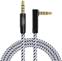 ALBERTATECH Trrs 3.5MM Audio Cable 6 Feet, 90 Degree 3.5MM Male to Male Aux Cable/right Angle 4 Pole Auxiliary Stereo