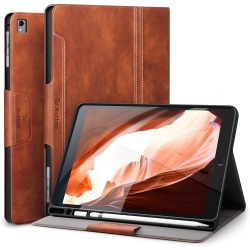ALBERTATECH Ipad Air 2 Case With Built-In Apple Pencil Holder Auto Sleep/wake Function Pu Leather Smart Cover (Brown)