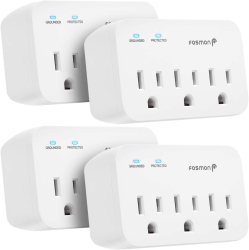 ALBERTATECH 3 Outlet Surge Protector (2 Pack), 1200J Wall Mount Multi Plug Adapter Tap Extender, 1875 Watts Portable Travel