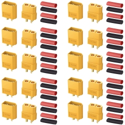 ALBERTATECH 20PCs 10Pairs Xt60 Male & Female Bullet Connectors Power Plugs W/ Heat Shink for Rc Car/boat/lipo Battery