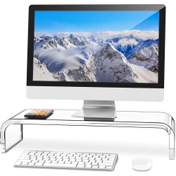 ALBERTATECH Monitor Stand, Premium Acrylic Computer Monitor Riser for Home Office Business W/ Sturdy Platform, PC Desk