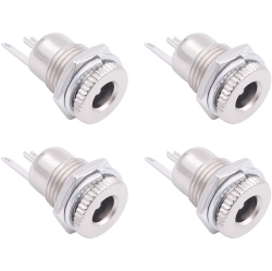 ALBERTATECH (4-Pack) 5.5MM X 2.1MM Female Dc Power Jack Socket Panel Mount 2 Pin Solder Type Metal Power Supply Jack