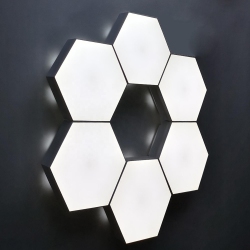 Hexagon Smart LED Touch Switch Wall Light DIY Combination Light With 6 Panels for Halloween, Christmas, birthday in White