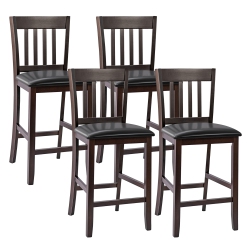COSTWAY Set Of 4 Bar Stools Counter Height Chairs W/ Pu Leather Seat Espresso