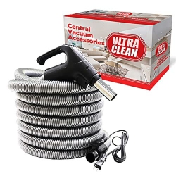 ULTRA CLEAN Central Vacuum Electric Hose - Dual Voltage 3-Way Switch 24V / 110V Full Swivel Handle - Designed to Fit All Brands Like (35Ft)