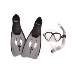 POOL CENTRAL 3PC Gray And Adult Pro Swimming Pool Snorkeling Set 24.5" - Extra Large In Black