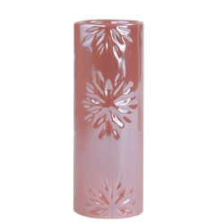 NORTHLIGHT 6.5" Tall Pearly Snowflake Christmas Candle Holder In Pink