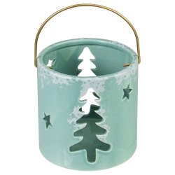NORTHLIGHT 4.25" Christmas Tree Cutout Tea Light Candle Holder In Green