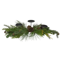 NORTHLIGHT 32" Brown And Artificial Pine Cone And Pine Needle Christmas Candle Holder In Green