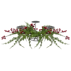 NORTHLIGHT 32" Frosted Berry Candle Holder Christmas Tabletop Decor In Red