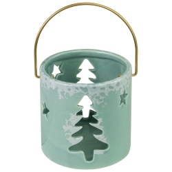 NORTHLIGHT 3.75" Christmas Tree Cut Out Tea Light Candle Holder In Green