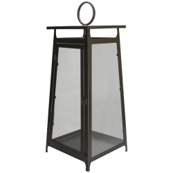 MELROSE 25" Rustic Candle Lantern With A Latch Hook Lock Tabletop Decor In Brown