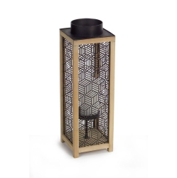 MELROSE 21" Contemporary Wooden And Metal Decorative Candle Lanterns In Black