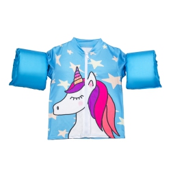 SWIM CENTRAL 18-Inch Girls Swim Shirt "making Magic" Floaties With A Unicorn In Turquoise