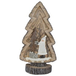 NORTHLIGHT 20" Led Lighted Rustic Glittered Tabletop Christmas Tree With Winter Scene
