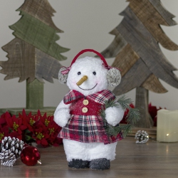 NORTHLIGHT 9.5" Plush Girl Snowman With Ear Muffs Christmas Figure