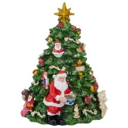 NORTHLIGHT 5.5" Santa Christmas Tree Rotating Music Box