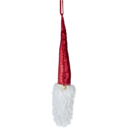 NORTHLIGHT 11" Sequin Santa Head With A Warm Hat Christmas Ornament In Red