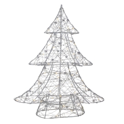 NORTHLIGHT 15.25" Led Lighted B/o Silver Wire And Bead Christmas Tree - Warm Lights In White