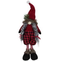 NORTHLIGHT 17" And Black Buffalo Plaid Girl Gnome Christmas Figure In Red