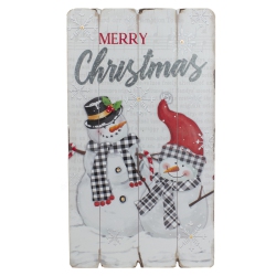 NORTHLIGHT 19" Lighted Snowmen 'merry Christmas' Wall Decor