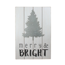 MIDWEST 20" Gray And Rectangular Christmas Wall Hanging In Black