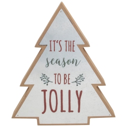 NORTHLIGHT 10" Tree Shaped Tis The Season to Be Jolly Christmas Sign