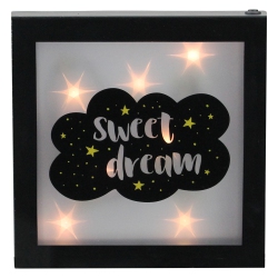 NORTHLIGHT 9" Battery Operated Led Lighted “Sweet Dream" Cloud Framed Night Light Box