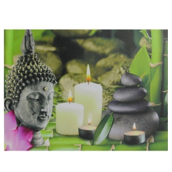NORTHLIGHT Led Lighted Buddha And Bamboo Canvas Wall Art 12" X 15.75
