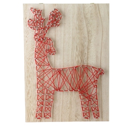 NORTHLIGHT 11" Ruby "crazy String" Reindeer Wall Decoration In Red