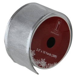 NORTHLIGHT Pack Of 12 And Silver Wired Christmas Craft Ribbons 2.5" X 120 Yards In Gray