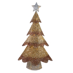 NORTHLIGHT 46-Inch Led Lighted Bronze Mesh Christmas Tree Outdoor Decoration In Gold