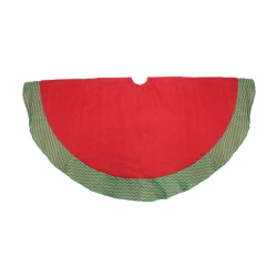 ST. NICK'S CHOICE 46.5" And Green Glitte Chevron Border Christmas Tree Skirt In Red