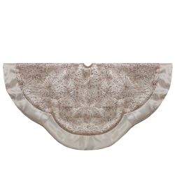 NORTHLIGHT 48-Inch Sequins And Glitter Satin Border Christmas Tree Skirt In Gold