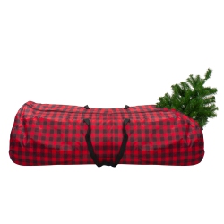 DYNO 54" And Black Plaid Rolling Tree Christmas Tree Storage Bag for Artificial Trees Up to 9Ft In Red