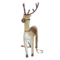 NORTHLIGHT 40 Plush Standing Reindeer Christmas Decoration With Saddle And Jingle Bells