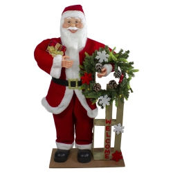 NORTHLIGHT 3' Santa Claus Holding A Wooden Sleigh "welcome" Christmas Sign