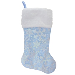 NORTHLIGHT 19" Led Lighted Iridescent Glittered Snowflake Christmas Stocking In Blue