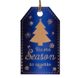 NORTHLIGHT 12.25" Tis The Season to Sparkle Christmas Gift Tag Wall Decoration In Blue