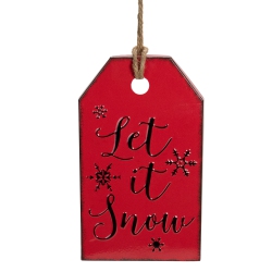 NORTHLIGHT 12.25" And Black Metal Distressed "let It Snow" Christmas Wall Decor In Red