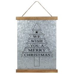 NORTHLIGHT 16" We Wish You A Merry Christmas Galvanized Sheet Metal Hanging Wall Sign