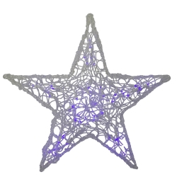 HOFERT 24" Pre-Lit Clear And Led Color Changing Spun Glass Hanging Star Christmas Decoration In Purple