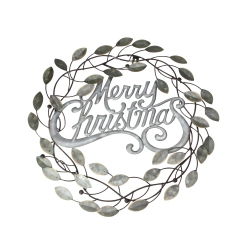 MIDWEST 17.5" And Bronze "merry Christmas" Wall Hanging Wreath In Silver