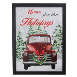 NORTHLIGHT 15.75" Black Frame Vintage Truck Led Lighting Christmas Wall Canvas In Red