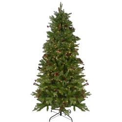 NORTHLIGHT 6.5' Pre-Lit Mixed Winter Berry Pine Artificial Christmas Tree - Clear Lights