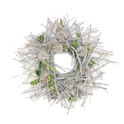 NAPA HOME & GARDEN Glittered Twig, Pine Cone And Leaf Artificial Christmas Wreath - 20-Inch, Unlit