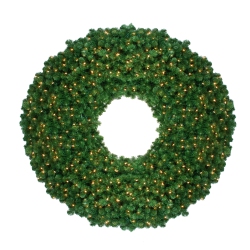 NORTHLIGHT 12' Pre-Lit Olympia Pine Commercial Artificial Christmas Wreath - Warm Lights In White