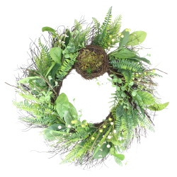 NORTHLIGHT And Brown Foliage Artificial Spring Wreath With Nest - 24-Inch, Unlit In Green